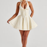Doris Mini Dress - Lemon Checkered