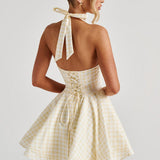 Doris Mini Dress - Lemon Checkered