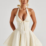 Doris Mini Dress - Lemon Checkered