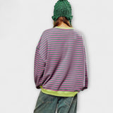 Maarja | Csíkos Oversized Pulóver