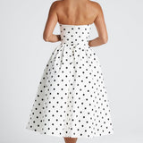 Edith Midi Dress - Black with Polka Dot Pattern