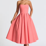 Edith Midi Dress - Coral Pink
