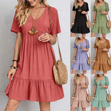 👗💃Retro Női V-nyakú Pamut Ruha