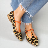 Lulu | Leopárd Mintás T-strap Lapos Cipők