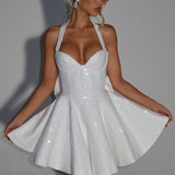 Elephant Ivory Georgette Mini Dress
