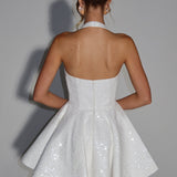 Elephant Ivory Georgette Mini Dress