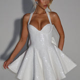 Elephant Ivory Georgette Mini Dress