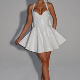 Elephant Ivory Georgette Mini Dress