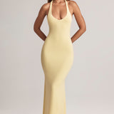 Lemon Sherbet Colored Modal Halter Maxi Dress