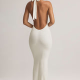 White Modal Halterneck Maxi Dress