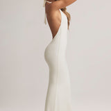 White Modal Halterneck Maxi Dress