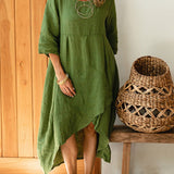 Marta | Asymmetrical Cotton and Linen Dress