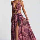 Indianna Maxi Dress - Magenta Orchid Pattern