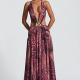 Indianna Maxi Dress - Magenta Orchid Pattern