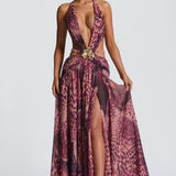 Indianna Maxi Dress - Magenta Orchid Pattern