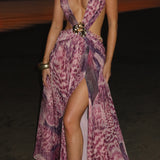 Indianna Maxi Dress - Magenta Orchid Pattern