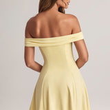 Lemon Sherbet Off-Shoulder A-Line Mini Dress