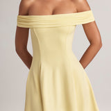 Lemon Sherbet Off-Shoulder A-Line Mini Dress