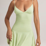 Sage Green Ruffled A-Line Mini Dress