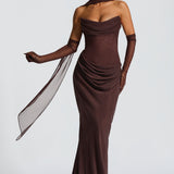 Liora Maxi Dress - Plum Brown