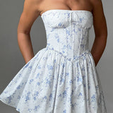 Maeve Mini Dress - Blue Pattern
