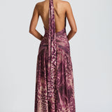 Melania Maxi Dress - Magenta Orchid Print