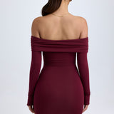 Bordó Off-Shoulder Mini Dress