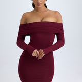 Bordó Off-Shoulder Mini Dress