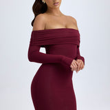 Bordó Off-Shoulder Mini Dress