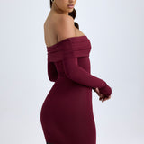 Bordó Off-Shoulder Mini Dress