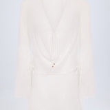White Cowl-Neck Mini Dress