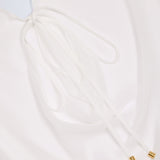White Cowl-Neck Mini Dress