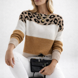 Ophélie | Elegáns Leopárdmintás Kötött Pulóver