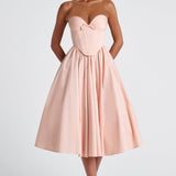 Prim Midi Dress - Soft Peach Color