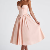 Prim Midi Dress - Soft Peach Color