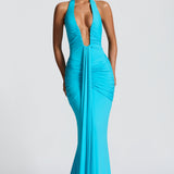 Aqua Rosetta Maxi Dress