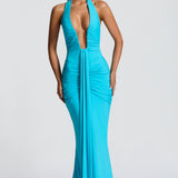 Aqua Rosetta Maxi Dress
