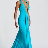 Aqua Rosetta Maxi Dress
