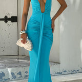 Aqua Rosetta Maxi Dress