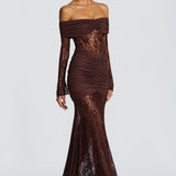 Sauline Maxi Dress - Plum Brown