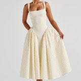 Sherrie Midi Dress - Lemon Checkered
