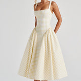 Sherrie Midi Dress - Lemon Checkered