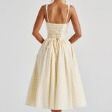 Sherrie Midi Dress - Lemon Checkered