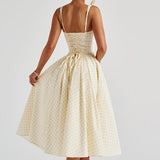 Sherrie Midi Dress - Lemon Checkered