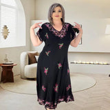 Plus Size V-Neck Flowing Midi Dress