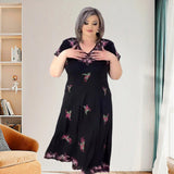 Plus Size V-Neck Flowing Midi Dress