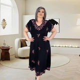 Plus Size V-Neck Flowing Midi Dress
