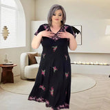 Plus Size V-Neck Flowing Midi Dress