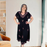 Plus Size V-Neck Flowing Midi Dress