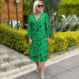 🌸Elegáns mintás ruha nagyobb méretű nőknek